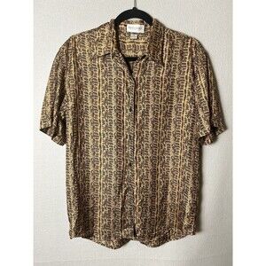 Vintage Women’s Blouse Top Silk Abstract Artistic Short Sleeve Lightweight Sz S